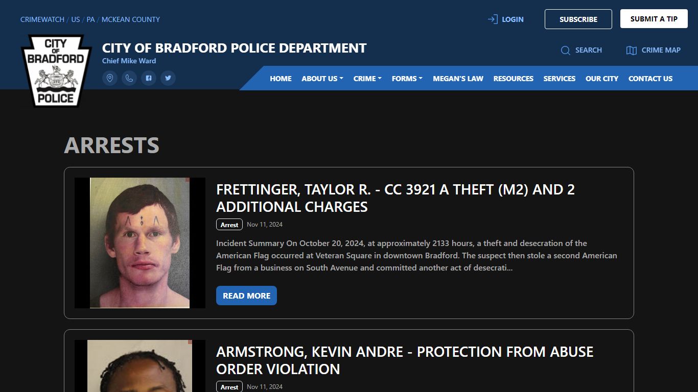 City of Bradford Police Department Arrests - CRIMEWATCH