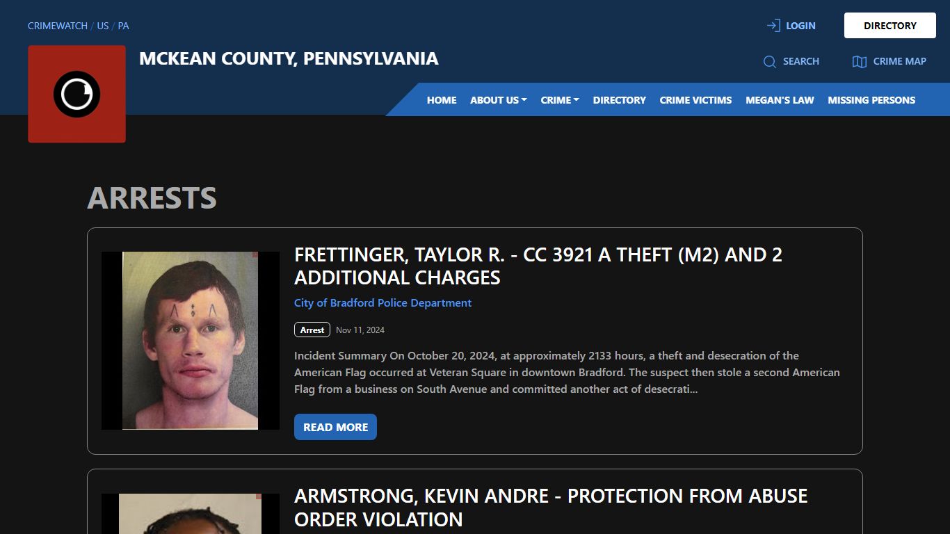 Arrests for McKean County, Pennsylvania | CRIMEWATCH