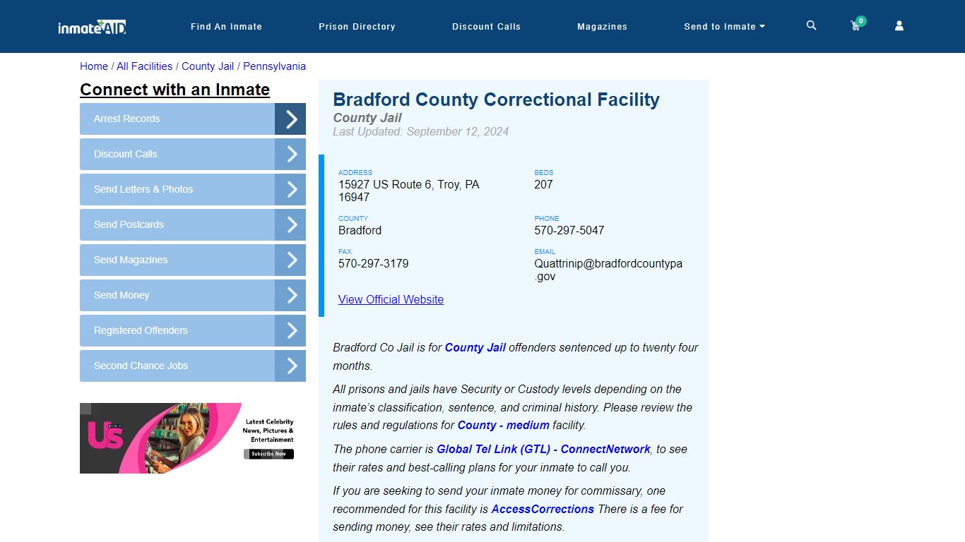 Bradford County Correctional Facility - Inmate Locator